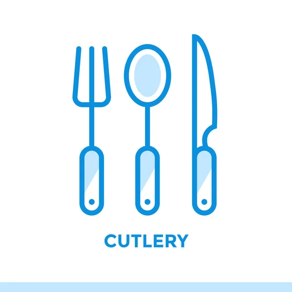 Icono del esquema CUTLERÍA de panadería, cocina. Iconos de línea vectorial adecuados para gráficos de información, medios impresos e interfaces — Vector de stock