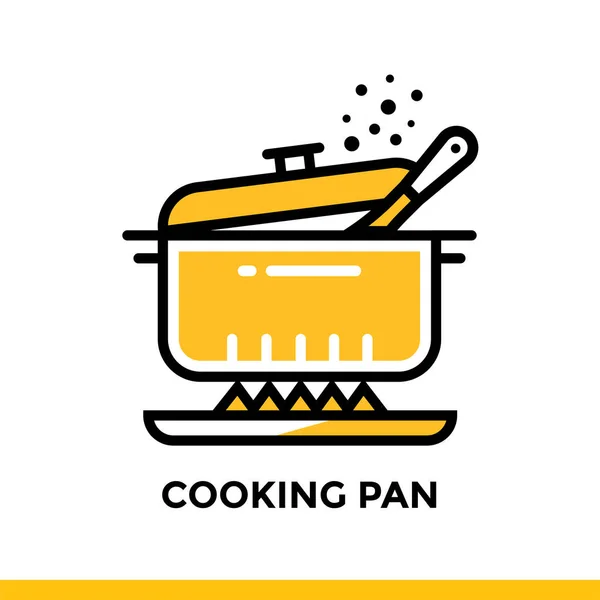 Icono del esquema Sartén de cocción de panadería, cocina. Iconos de línea vectorial adecuados para gráficos de información, medios impresos e interfaces — Vector de stock
