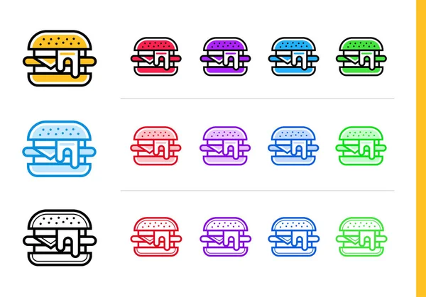 Esquema del icono de SANDWICH en diferentes colores. Elementos vectoriales adecuados para sitio web, aplicación móvil y presentación — Vector de stock