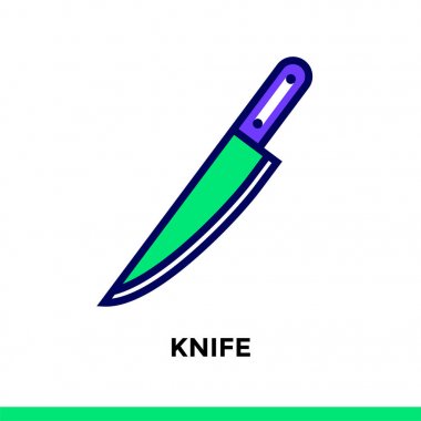 Doğrusal simge bıçak, ekmek, yemek. Vektör piktogram Web siteleri, sunum ve basılı medya için uygun