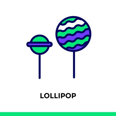 Doğrusal simgesi fırın, lolipop yemek. Piktogram anahat tarzı. Mobil uygulamalar, Web siteleri ve sunumu için uygundur.