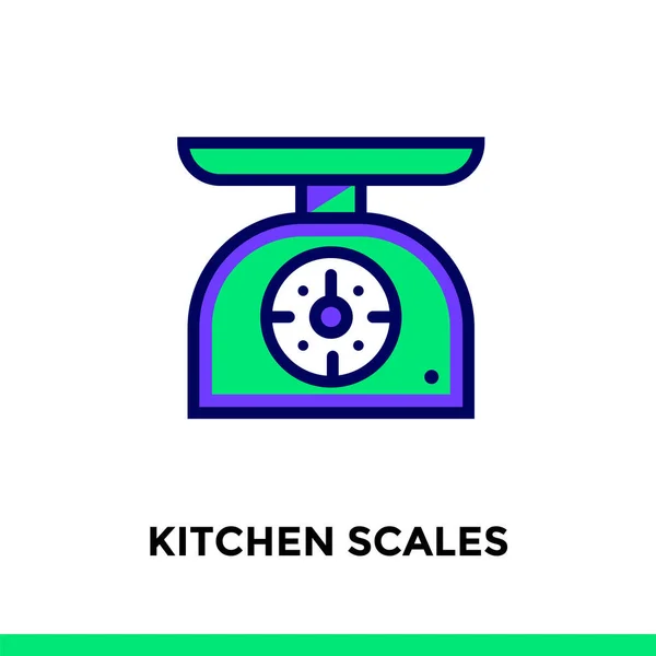 Esquema de COCINA SCALES icono. Pictograma vectorial adecuado para impresión, sitio web y presentación — Vector de stock