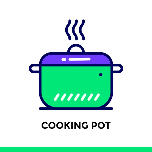 Icono lineal COOKING POT de panadería, cocina. Pictograma vectorial adecuado para sitios web, presentación y medios impresos — Vector de stock