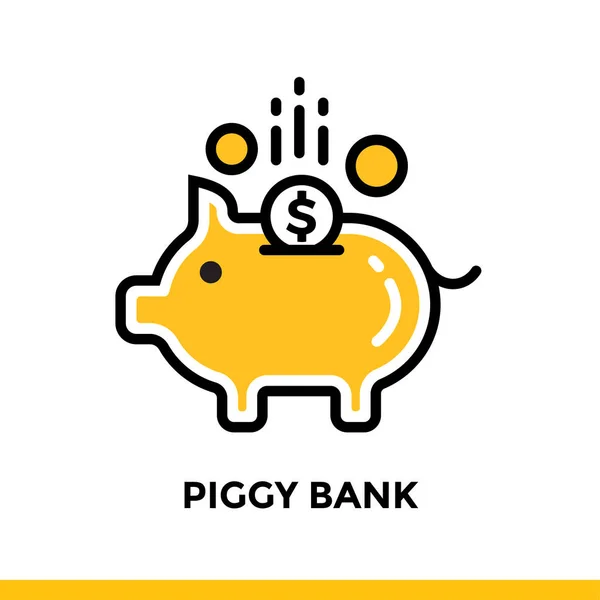 Лінійний значок Piggy Bank Фінанси, банкінг. Піктограма у структури — стоковий вектор