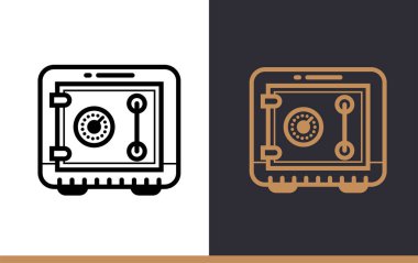 Doğrusal simgeler bankacılık kasa finans, vektör.