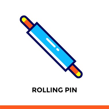 Kontur satırı simgesi oklava fırın, yemek. Vektör modern düz piktogram için mobil uygulama ve web tasarım