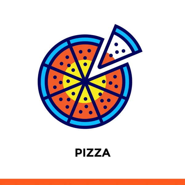 Outline PIZZA icon. Vector pictogram suitable for print, website and presentation — Stock Vector