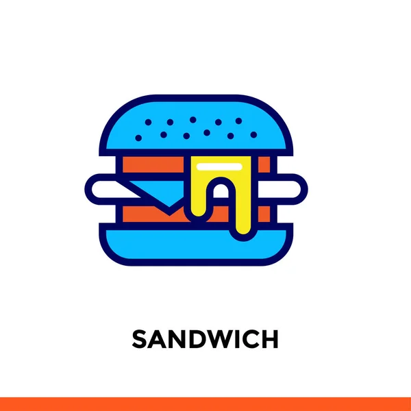 Ikonę konturu Sandwich. Wektor piktogram nadaje się do druku, strony internetowej i prezentacji — Wektor stockowy