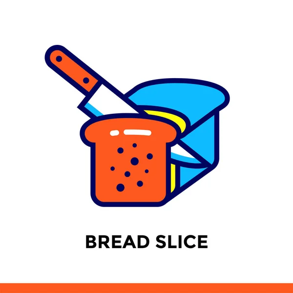 Lineaire pictogram sneetje brood van bakkerij, koken. Pictogram in kaderstijl. Geschikt voor mobiele apps, websites en ontwerp sjablonen — Stockvector