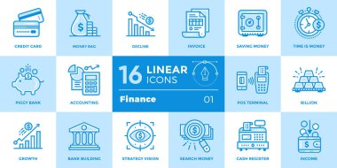 Finans, bankacılık Vektör Lineer simgeler kümesi. Kaliteli modern