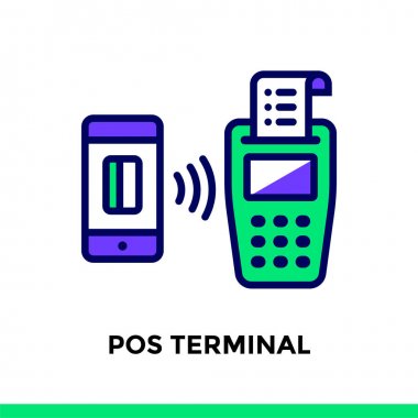 Anahat simgeleri Pos Terminal finans, bankacılık vektör. Yüksek qual
