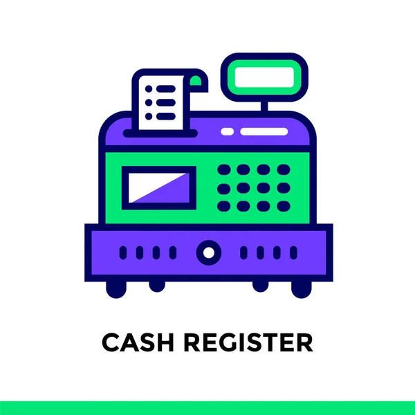 Векторный контур иконки CASH REGISTER финансов, банковского дела. High qua — стоковый вектор