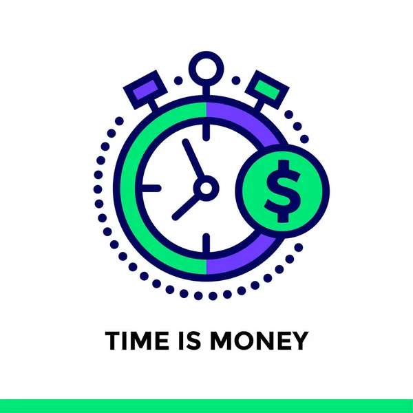 Векторні контурні піктограми TIME IS MONEY фінансів, банківської справи. Високий перепел — стоковий вектор