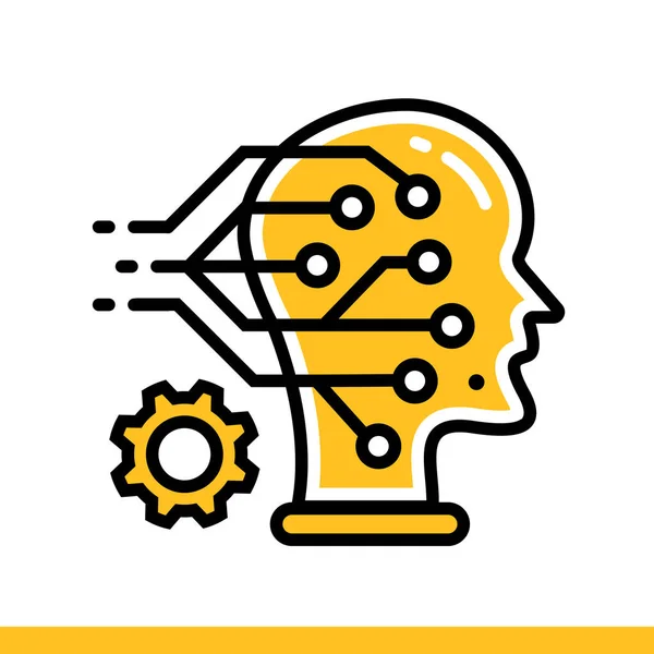 Icono del esquema Machine learning. Tecnología de la ciencia de datos y machi — Vector de stock