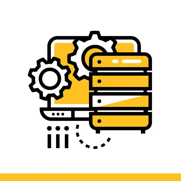 Icono de esquema procesamiento de datos. Tecnología de la ciencia de datos y machin — Vector de stock