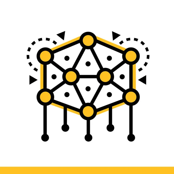 Icono del esquema Aprendizaje profundo. Tecnología y máquina de ciencia de datos — Vector de stock