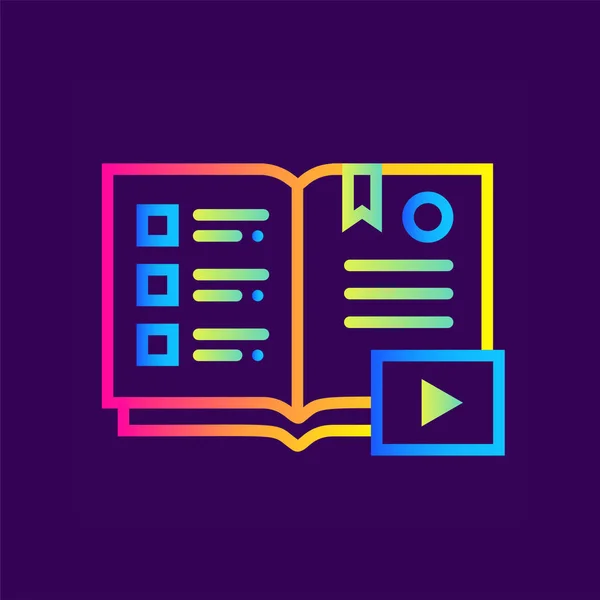 Unikatową ikonę liniowe Audio książki. Edukacja online, e-learning. Mo — Wektor stockowy