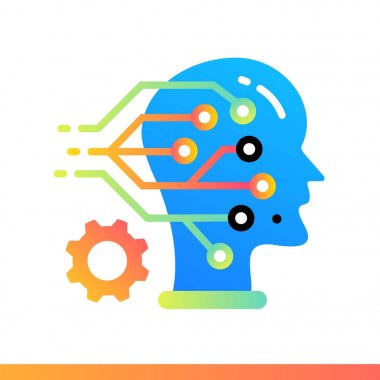 Düz simgesi Makine öğrenimi. Veri bilim teknoloji ve makine 