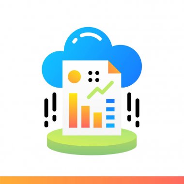 Düz simgesi bulut raporlama. Veri bilim teknoloji ve makine l