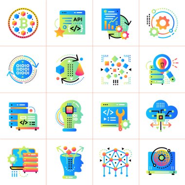 Veri bilim teknoloji ve pr öğrenme makine düz simge kümesi