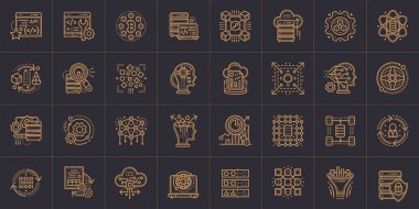 Icon set veri bilim teknoloji anahat ve öğrenme makine