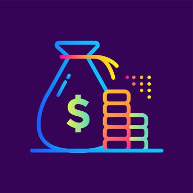 Para çantasını finans, bankacılık doğrusal simgesi. Piktogram anahat 