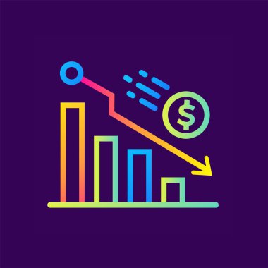 Finans, bankacılık düşüş doğrusal simgesi. Piktogram anahat St