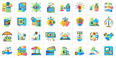 Finans, bankacılık büyük doğrusal simgeler kümesi. Modern için mobil Uygula