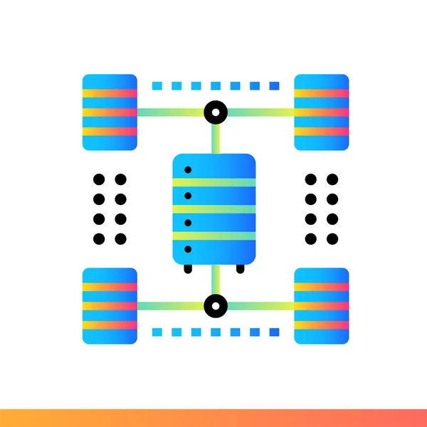 Flat ikonen Computing cluster. Data vetenskap teknik och maskin — Stock vektor