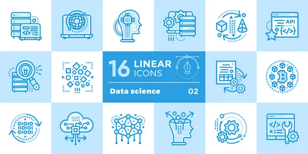 Doğrusal Icon set veri bilim teknoloji ve Makine öğrenimi 
