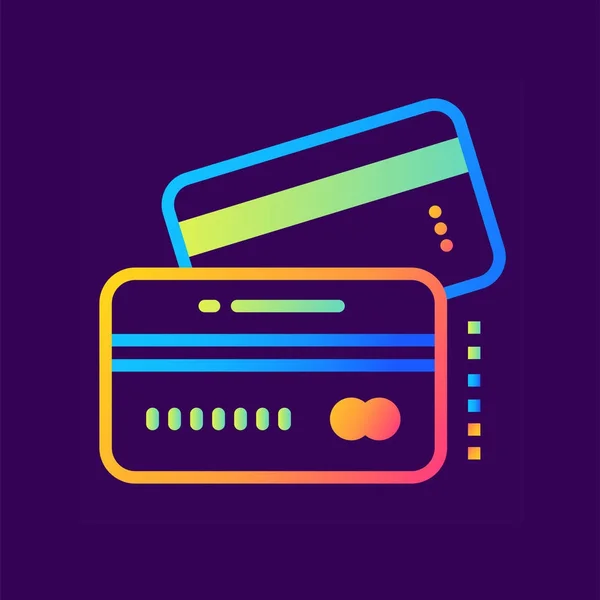 Lineare Symbol Kreditkarte des Finanzwesens, des Bankwesens. Piktogramm in Umriss — Stockvektor