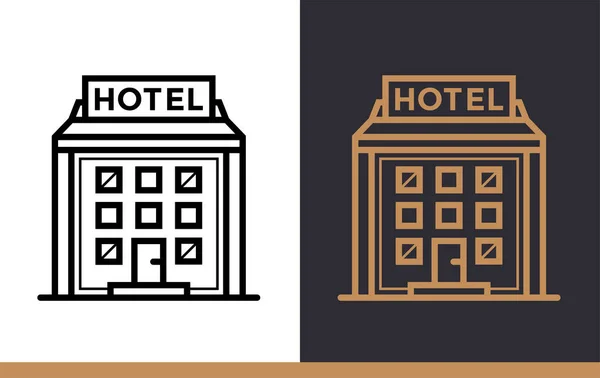 Icoana clădirii hotelului. Servicii hoteliere. Design material ico — Vector de stoc