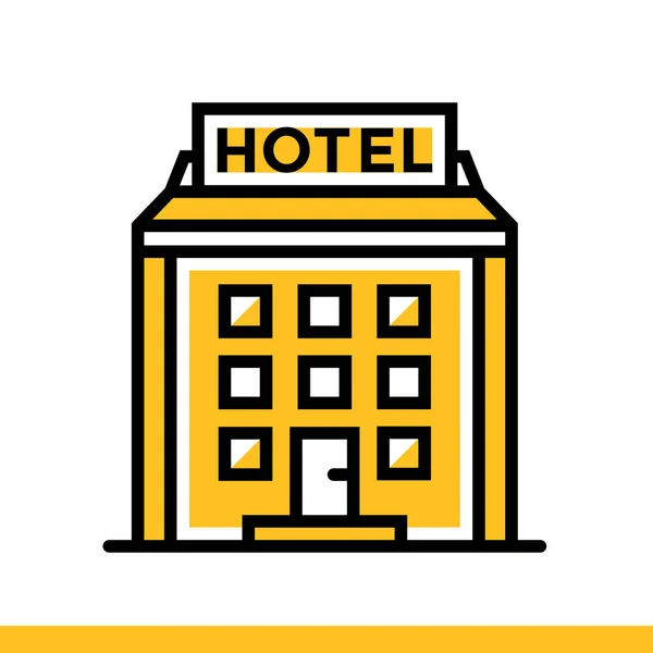 Icoana clădirii hotelului. Servicii hoteliere. Design material ico — Vector de stoc