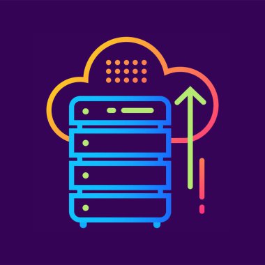 Bulut depolama doğrusal simgesi. Veri bilim teknoloji ve makine l