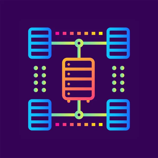 Linjär ikonen Computing cluster. Data vetenskap teknik och machi — Stockfoto