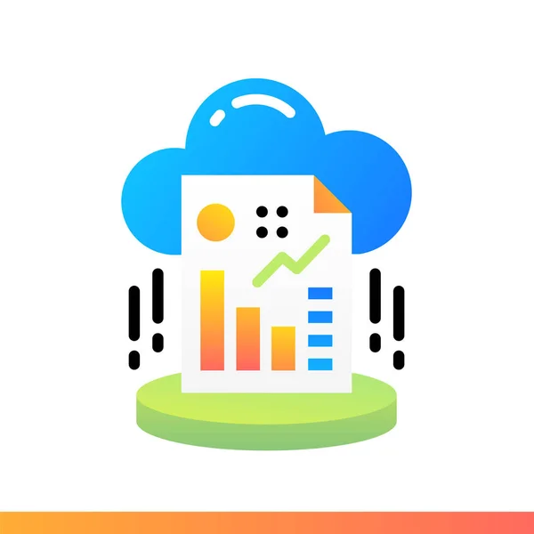 Icono plano Cloud reporting. Tecnología de la ciencia de datos y máquina l —  Fotos de Stock