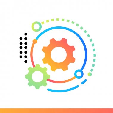 İş akışı Otomasyonu düz simgesi. Veri bilim teknoloji ve machi