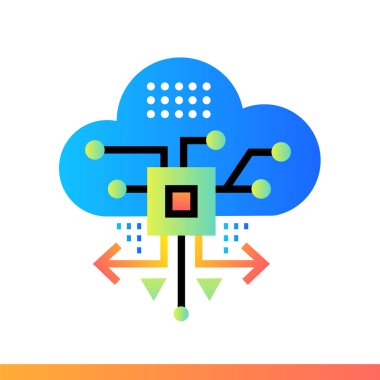 Düz simgesi bulut mimarisine dayalı. Veri bilim teknoloji ve 