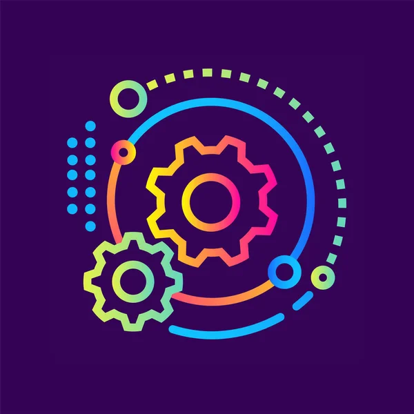 Obrys ikona automatizace pracovního postupu. Dat věda, technologie a ma — Stock fotografie