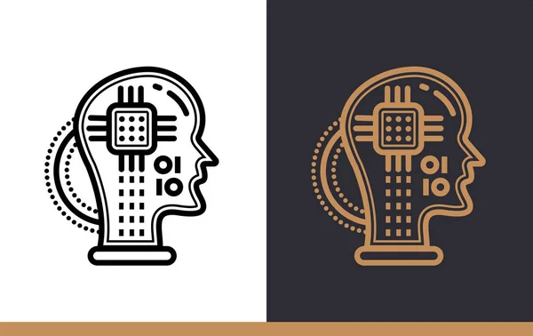 Icono lineal Inteligencia computacional. Tecnología de la ciencia de datos —  Fotos de Stock