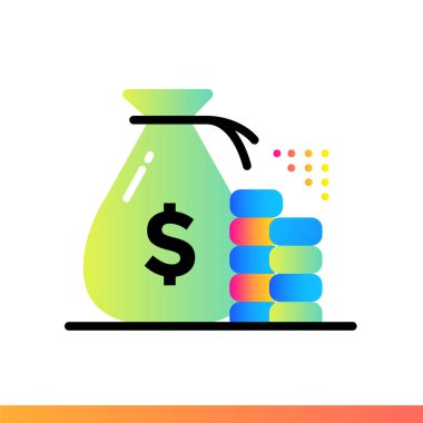 Para çantasını finans, bankacılık düz simgesi. Hareket eden app için uygundur.