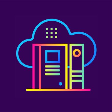 Benzersiz doğrusal simgesi dijital kütüphane. Online Eğitim, e-öğrenme