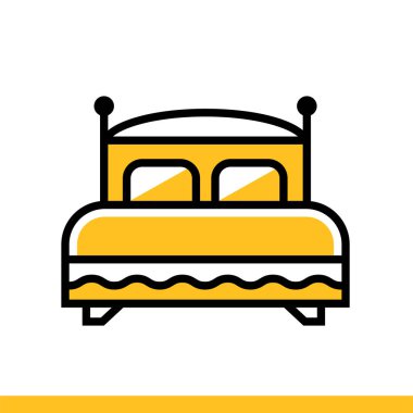 Anahat simgesini yatak odası. Otel hizmetleri. Baskı, websit için uygun