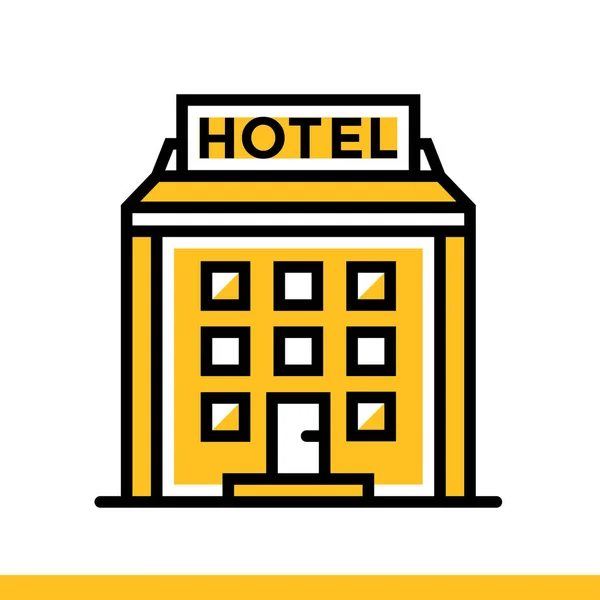 Kontur ikonen hotellbyggnaden. Hotelltjänster. Materialdesign ico — Stockfoto