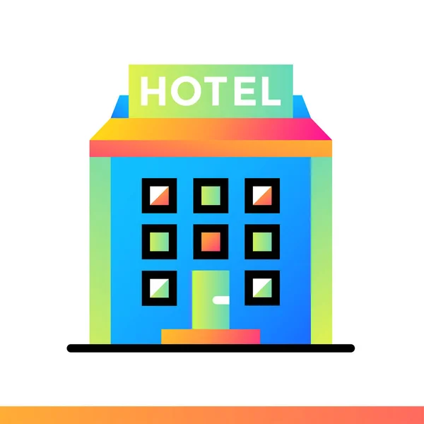 Flache Ikone Hotelgebäude. Hoteldienstleistungen. Materialdesign-Ikone — Stockfoto