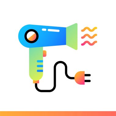 Düz simgesi saç kurutma makinesi. Otel hizmetleri. Malzeme tasarımı simgesi suita