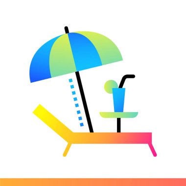 Düz simgesi Beach. Otel hizmetleri. Malzeme tasarımına simge uygun f