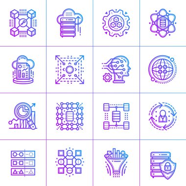 Anahat degrade simge veri bilim seti. Malzeme tasarım simgesi 