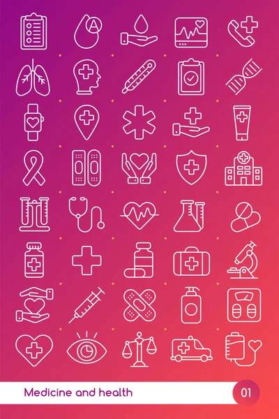 Lékařství a zdraví linie ikony nastavení. Vhodné pro banner, mobilní — Stockový vektor