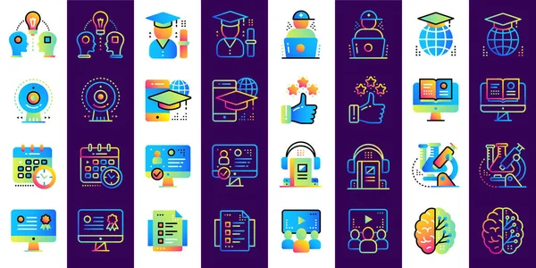 Online onderwijs en e-learning vector icons set. Geschikt voor p — Stockvector